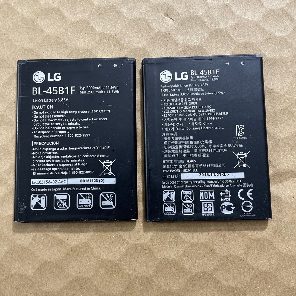 UNTESTED USED (2) Two LG BL-45B1F 3000 mAh Replacement Battery for LG